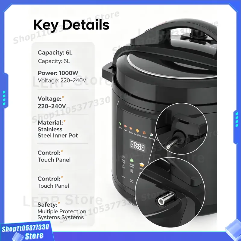 6L 8L Electric Pressure Cooker - Kitchen Appliances Direct ulasan dan harga